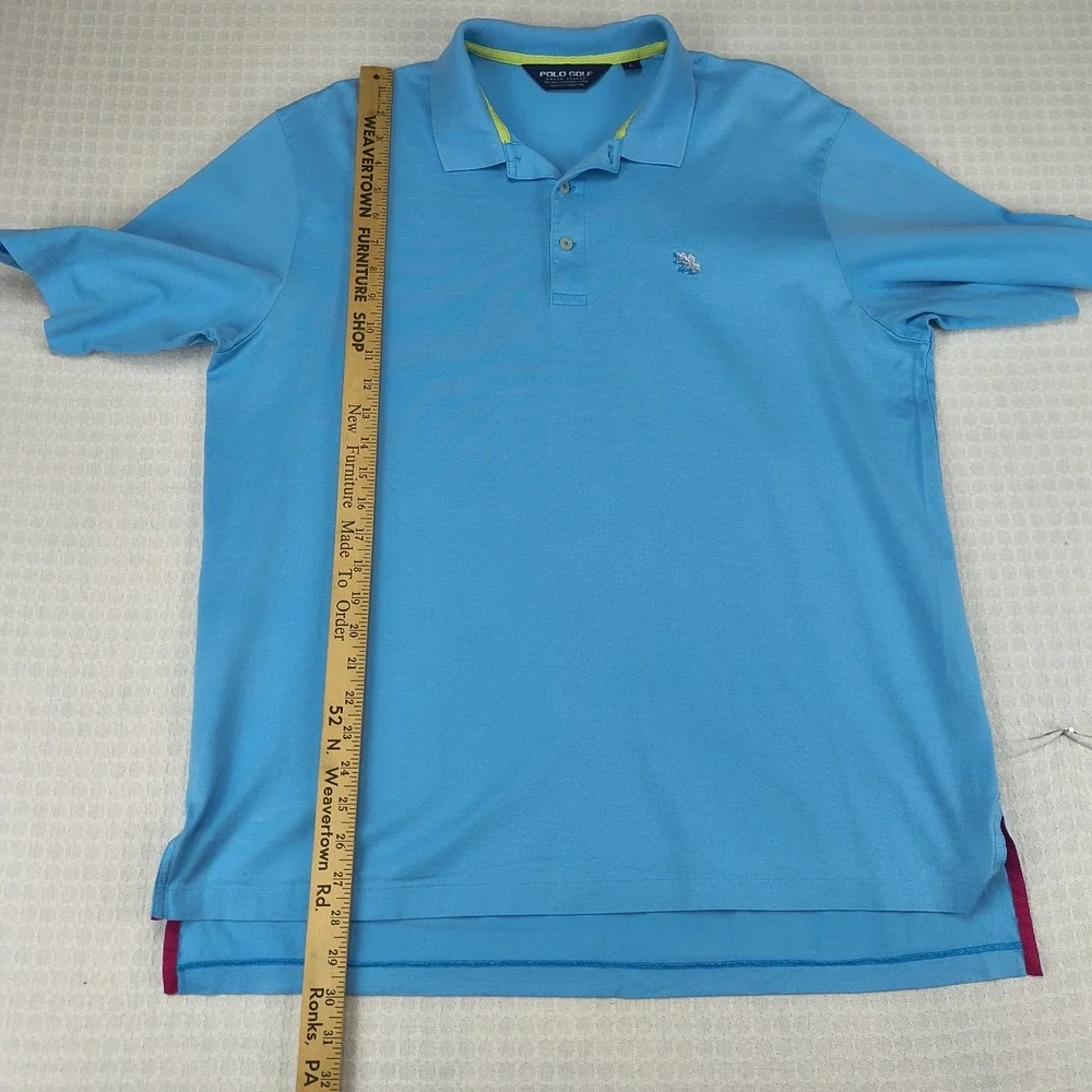 Polo Golf Ralph Lauren Mens‎ L Large Blue Pima Cotton Short Sleeve Polo Shirt